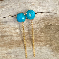 Arizona Turquoise Long Chain Earrings, December Birthstone Earrings