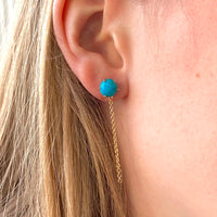 Arizona Turquoise Long Chain Earrings, December Birthstone Earrings