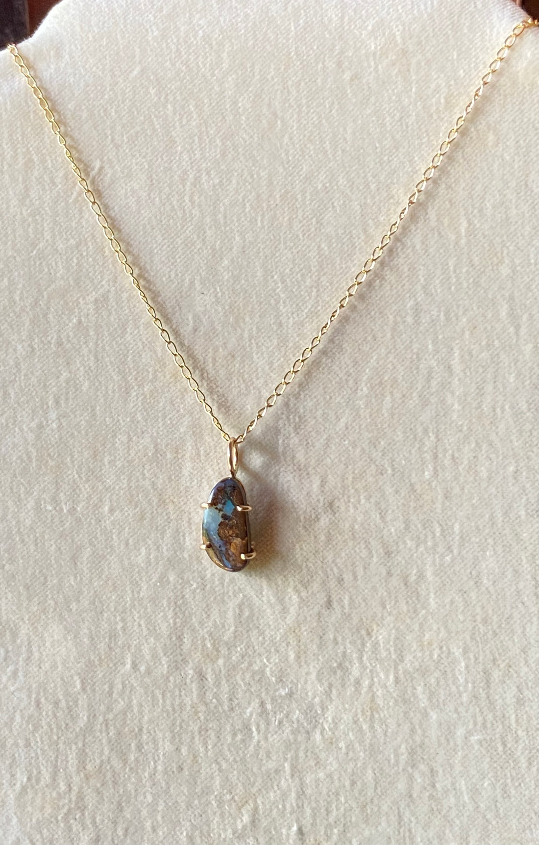 Australian Boulder Opal Pendant Necklace, October Birthstone Necklace