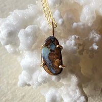 Australian Boulder Opal Pendant Necklace, October Birthstone Necklace