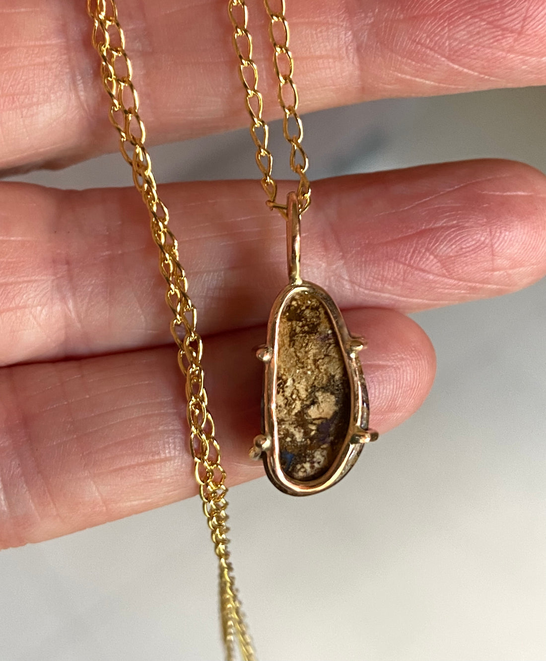 Australian Boulder Opal Pendant Necklace, October Birthstone Necklace