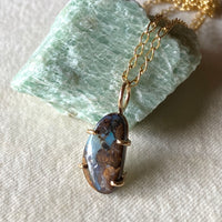 Australian Boulder Opal Pendant Necklace, October Birthstone Necklace