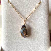 Australian Boulder Opal Pendant Necklace, October Birthstone Necklace