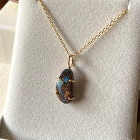 Australian Boulder Opal Pendant Necklace, October Birthstone Necklace