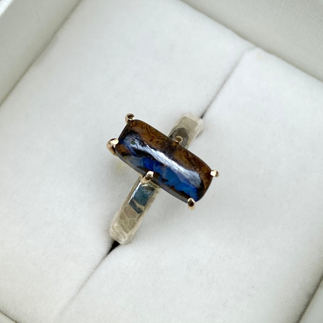 Australian Koroit Boulder Opal Ring, October Birthstone Ring