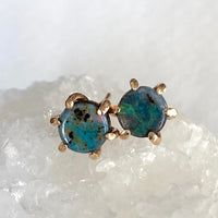 Australian Boulder Matrix Opal Stud Earrings, October Birthstone Earrings