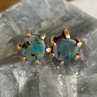 Australian Boulder Matrix Opal Stud Earrings, October Birthstone Earrings