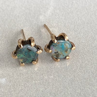 Australian Boulder Matrix Opal Stud Earrings, October Birthstone Earrings