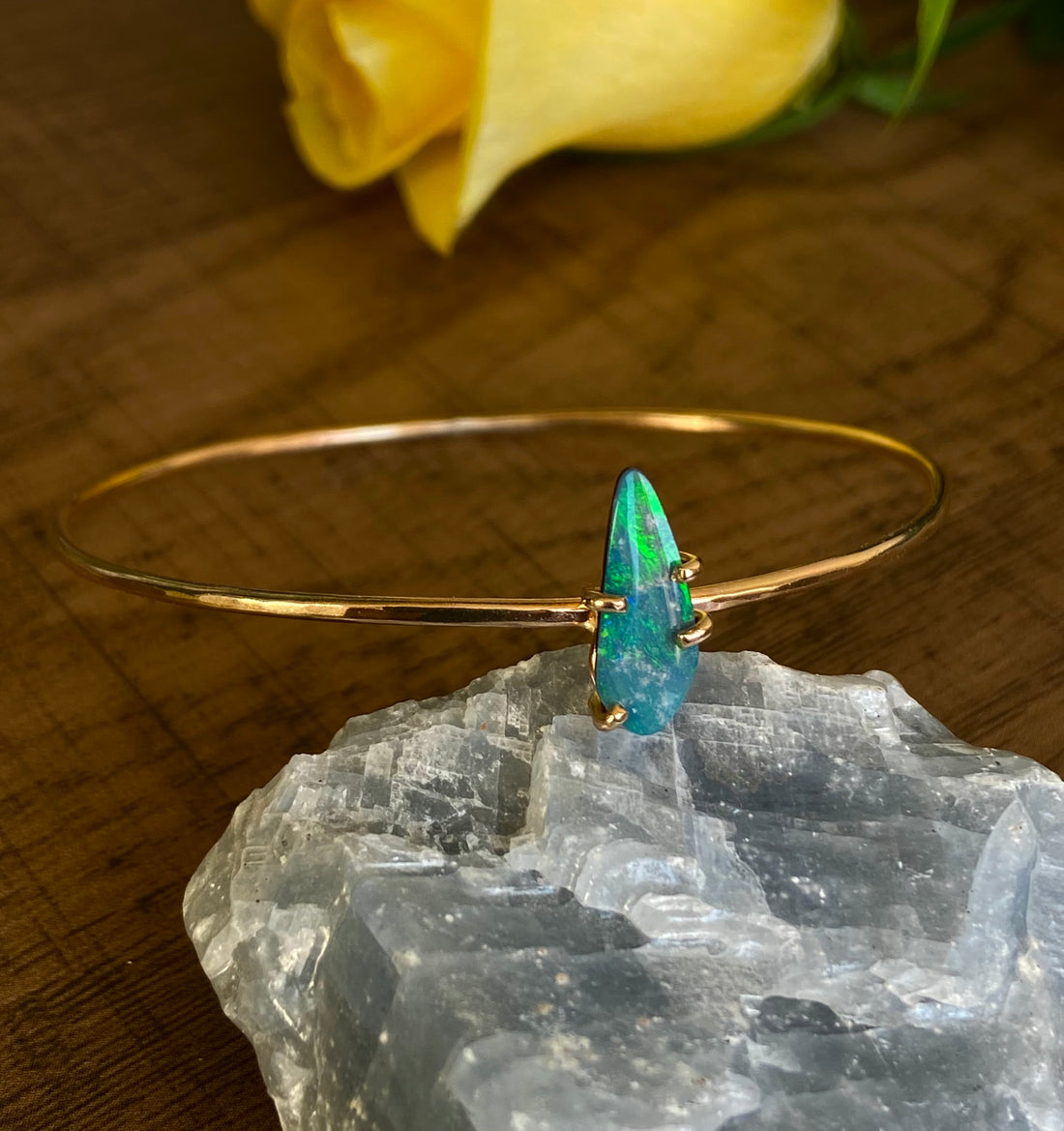 Australian Opal Bangle Bracelet, October Birthstone Bracelet