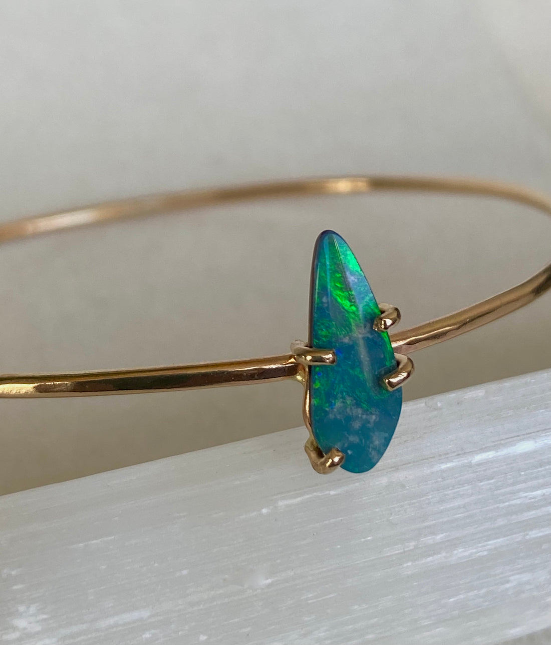 Australian Opal Bangle Bracelet, October Birthstone Bracelet