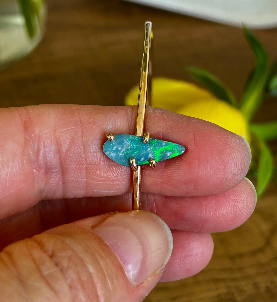 Australian Opal Bangle Bracelet, October Birthstone Bracelet