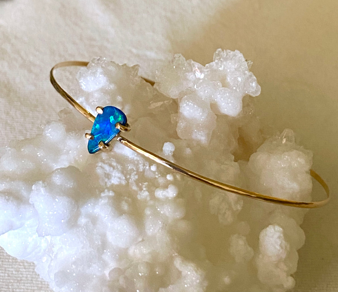 Australian Opal Bangle Bracelet, October Birthstone Bangle