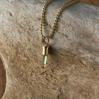 Raw Watermelon Bicolor 'Lipstick' Tourmaline Pendant Necklace, October Birthstone Pendant Necklace, 14k Gold