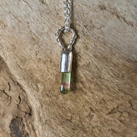 Raw Watermelon Bicolor 'Lipstick' Tourmaline Pendant Necklace, October Birthstone Pendant Necklace, Sterling Silver