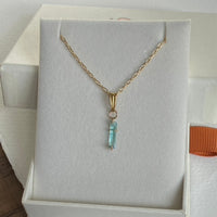 Raw Paraiba Tourmaline Pendant Necklace, October Birthstone Necklace