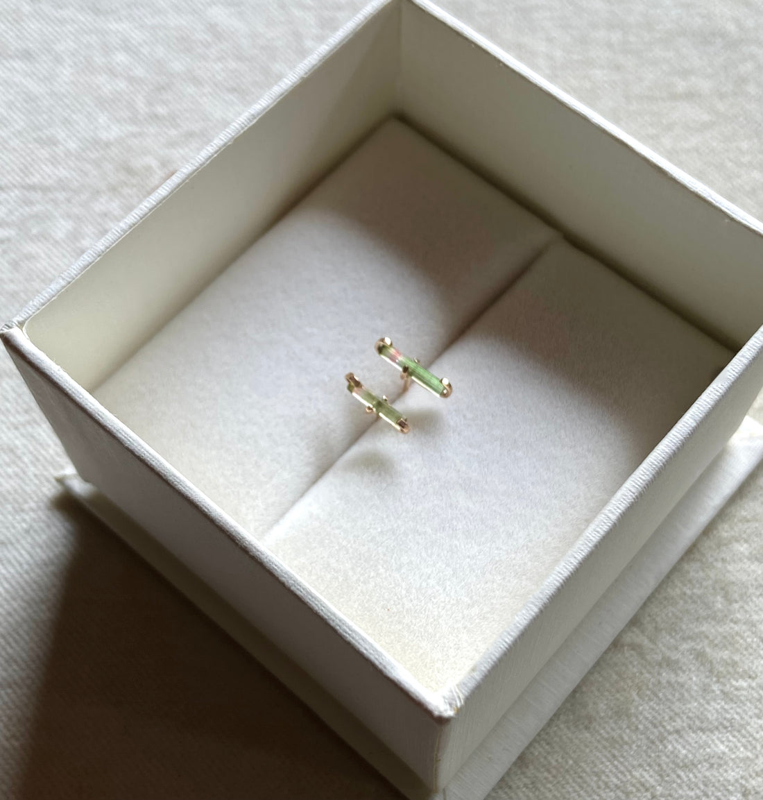 Bicolor Watermelon Tourmaline Stud Earrings, October Birthstone Earrings