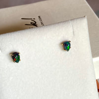 Ethiopian Black Opal Stud Earrings, October Birthstone Earrings