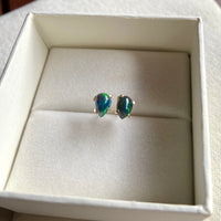 Ethiopian Black Opal Stud Earrings, October Birthstone Earrings