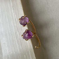 Brazilian Amethyst Huggie Stud Earrings, February Birthstone Earrings