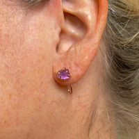 Brazilian Amethyst Huggie Stud Earrings, February Birthstone Earrings