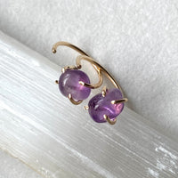 Brazilian Amethyst Huggie Stud Earrings, February Birthstone Earrings