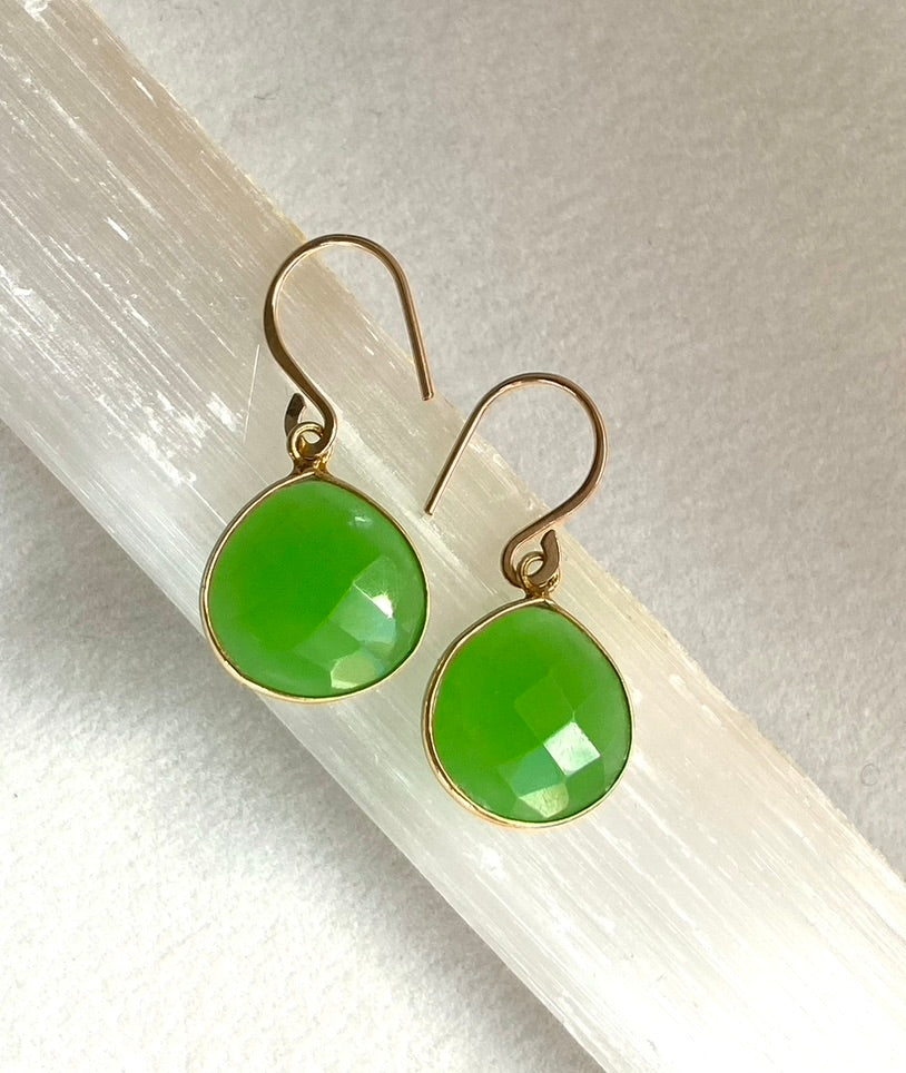 Earrings of Chrysoprase Chalcedony