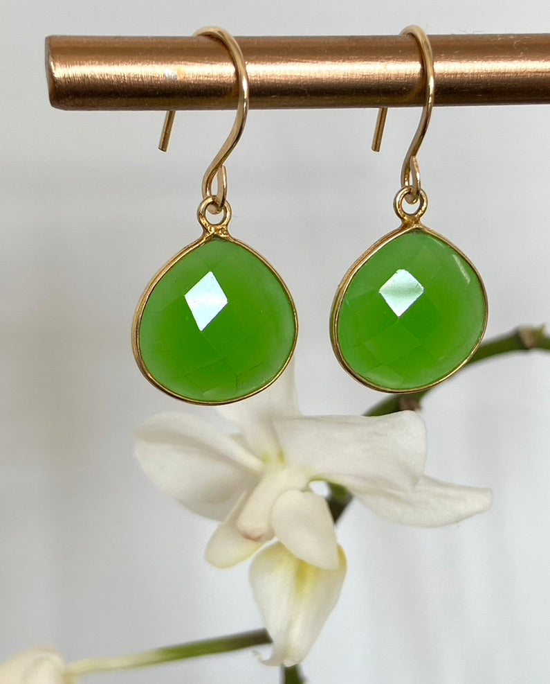 Earrings of Chrysoprase Chalcedony