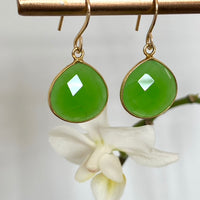 Earrings of Chrysoprase Chalcedony