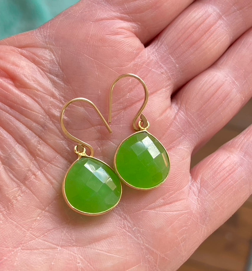 Earrings of Chrysoprase Chalcedony