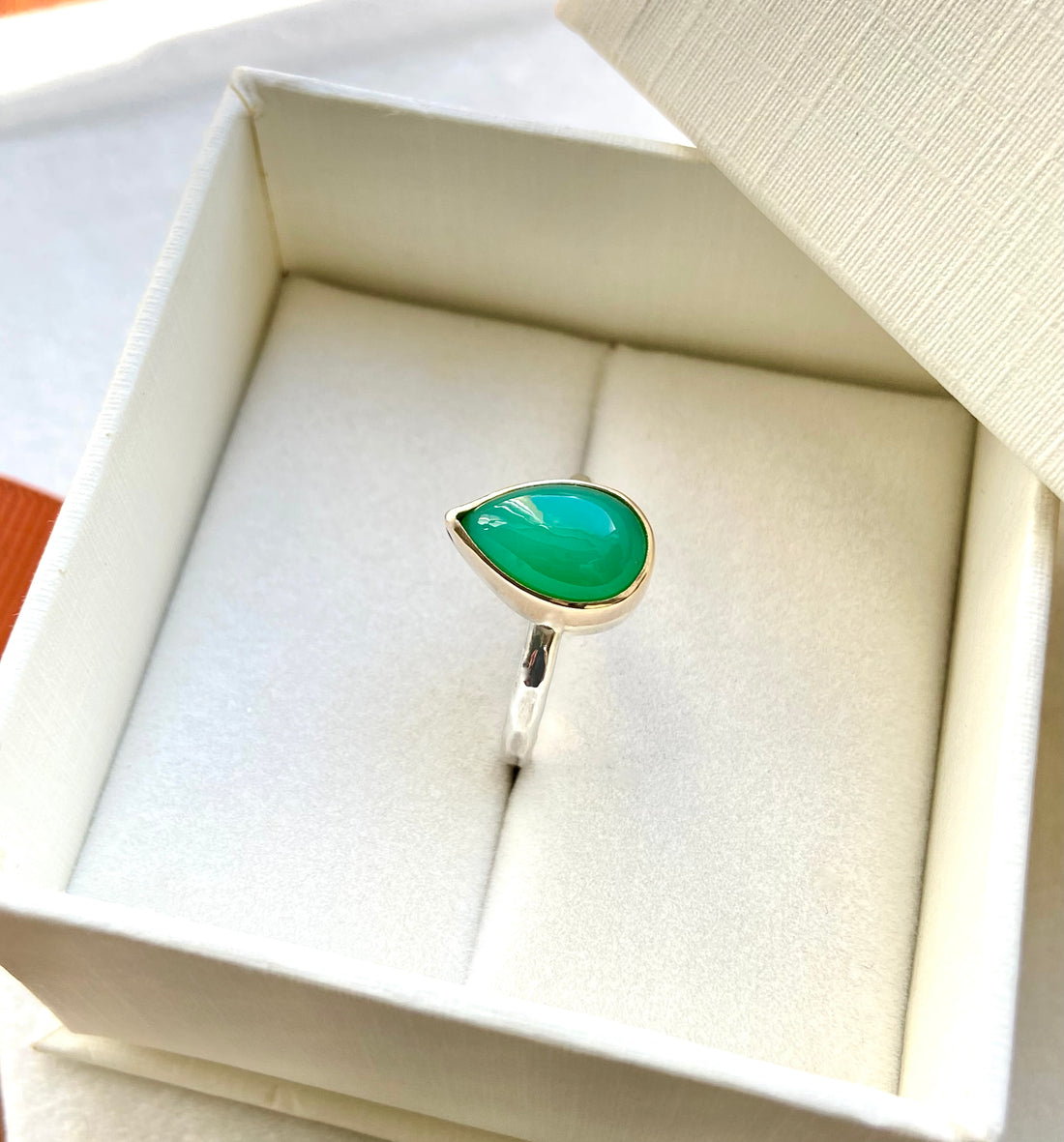 Australian Chrysoprase Ring, Wedding or Engagement Ring