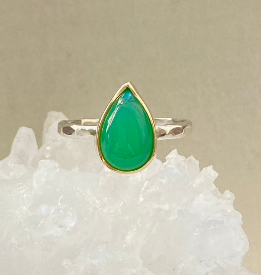 Australian Chrysoprase Ring, Wedding or Engagement Ring