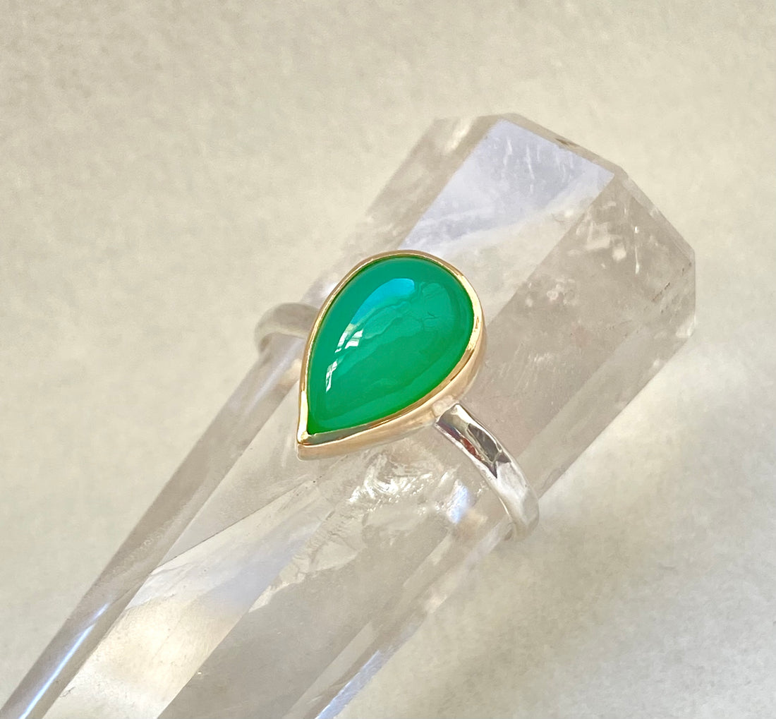 Australian Chrysoprase Ring, Wedding or Engagement Ring