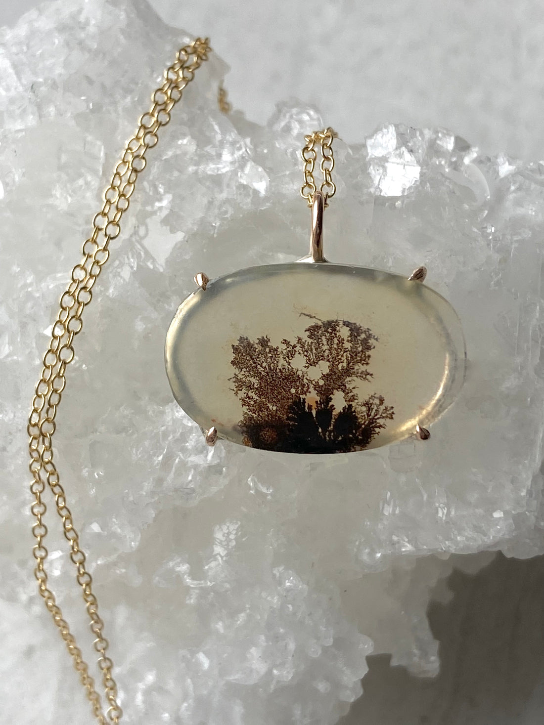 Dendritic Agate Pendant Necklace