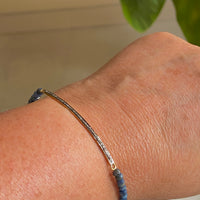 Unisex Pavé Diamond Bar and Blue Sapphire Bracelet, September Birthstone Bracelet