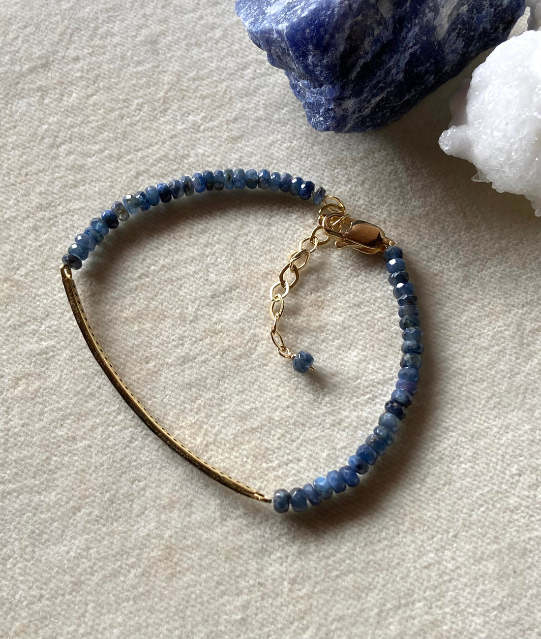 Unisex Pavé Diamond Bar and Blue Sapphire Bracelet, September Birthstone Bracelet