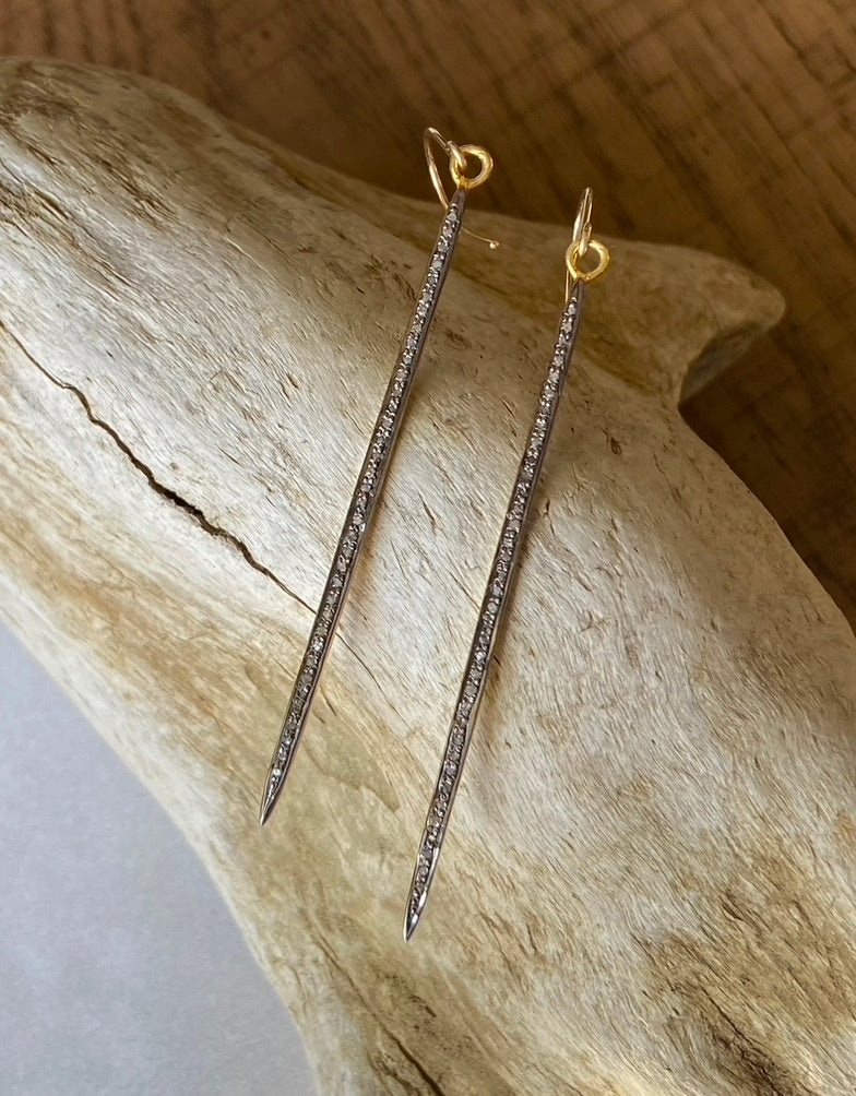 Pavé Diamond Spike Earrings, Bridal Earrings, April Birthstone Earrings