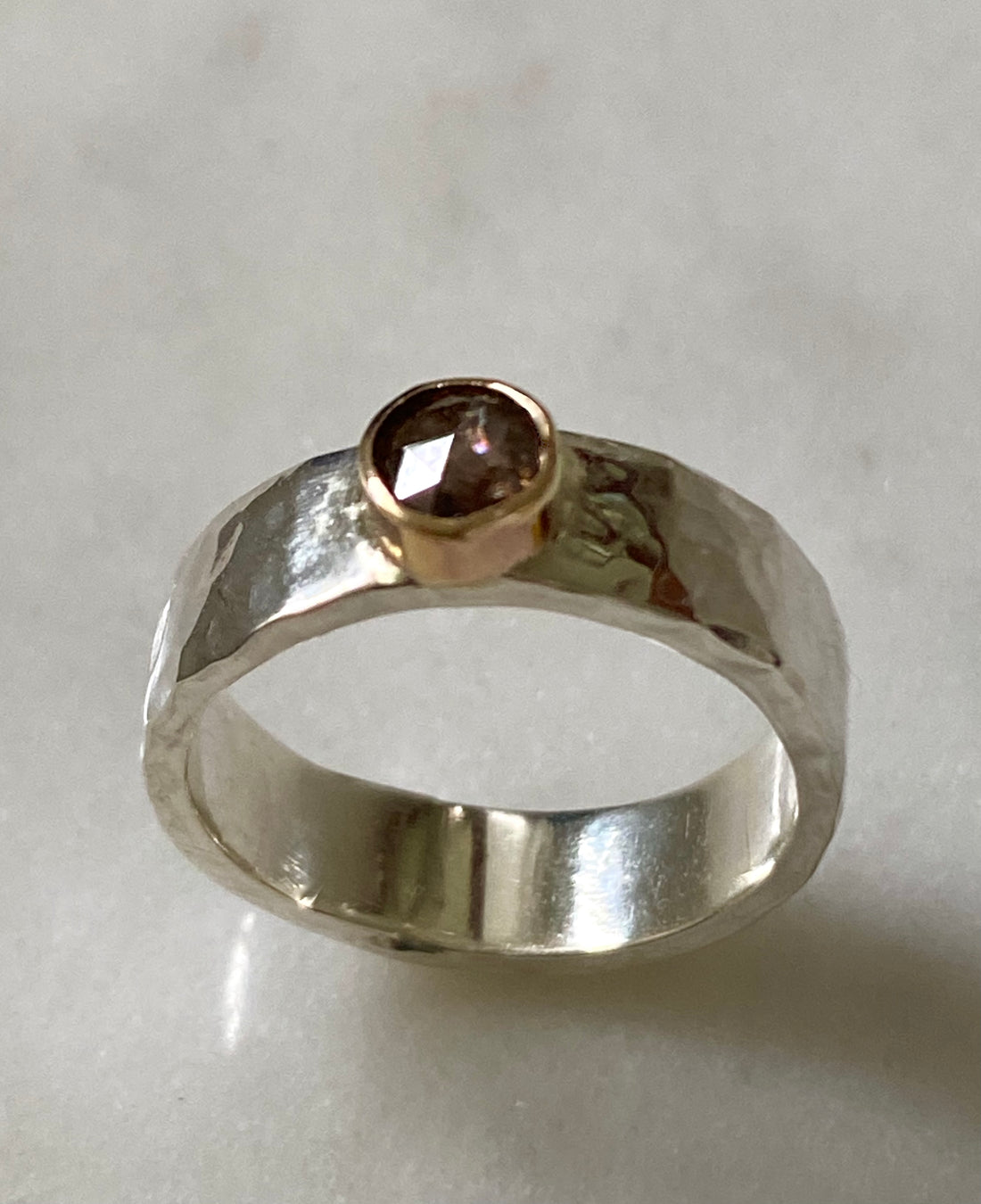 Brown Salt and Pepper Diamond and Mixed Metals Ring, Wedding Ring, Engagement Ring