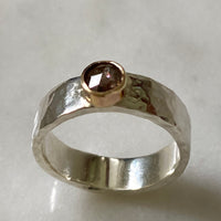 Brown Salt and Pepper Diamond and Mixed Metals Ring, Wedding Ring, Engagement Ring