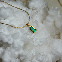 Emerald and 14k Gold Charm Pendant Necklace, May Birthstone Jewelry