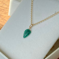Emerald Carved Leaf Pendant Necklace