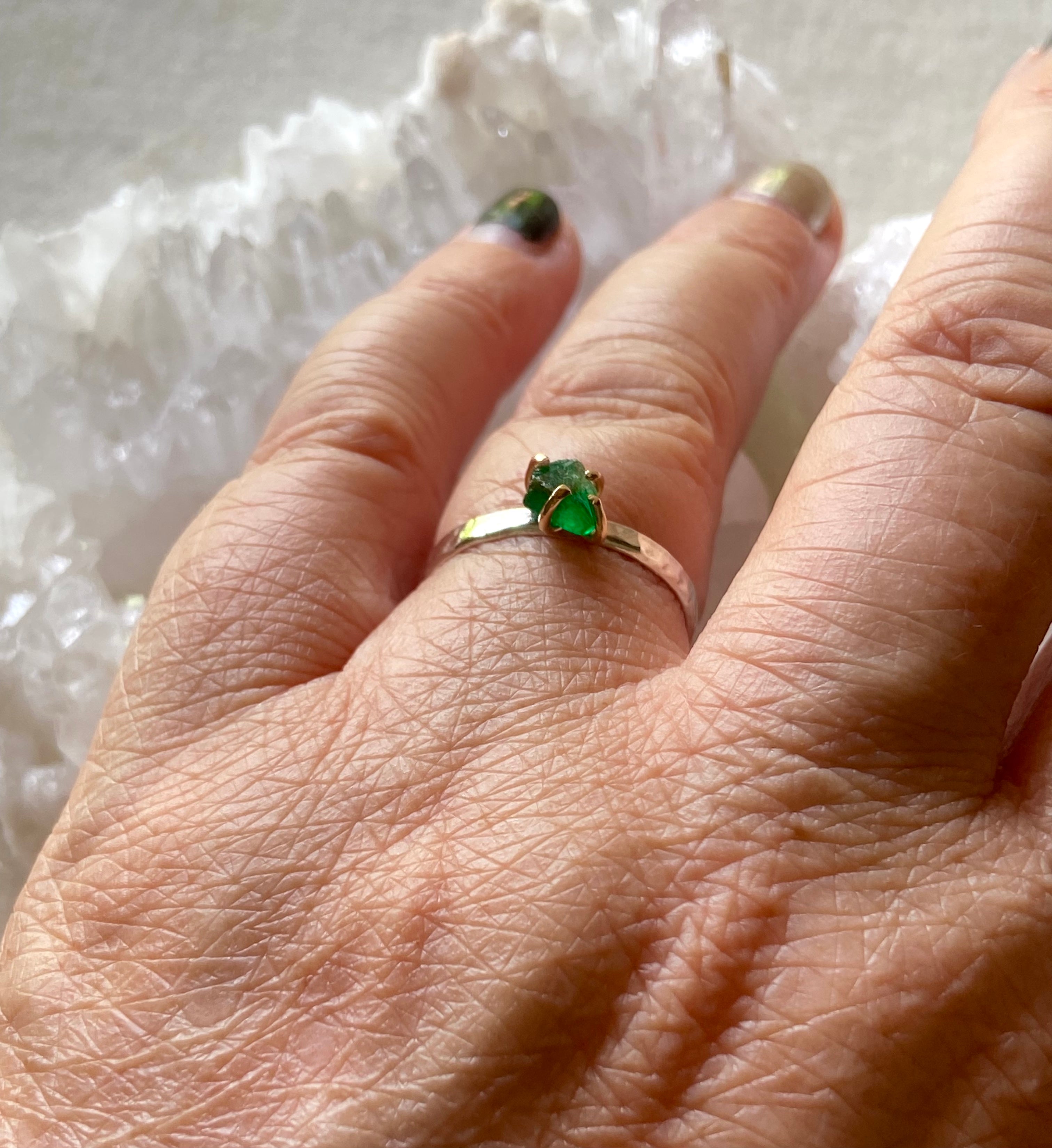 Rough emerald ring sales