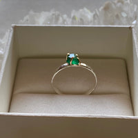 Raw Emerald Ring, May Birthstone Ring, Wedding Engagement Ring