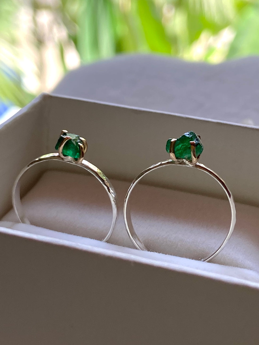 Raw Emerald Ring, May Birthstone Ring, Wedding Engagement Ring