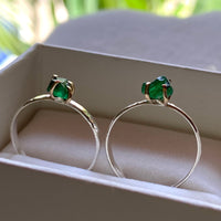 Raw Emerald Ring, May Birthstone Ring, Wedding Engagement Ring