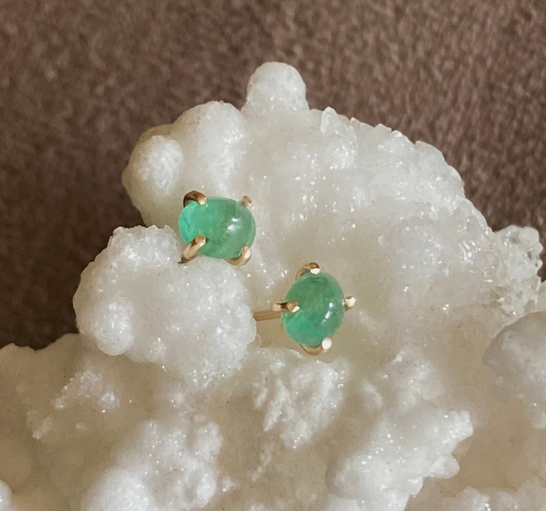 Emerald Stud Earrings, May Birthstone Earrings, Bridesmaid Earrings