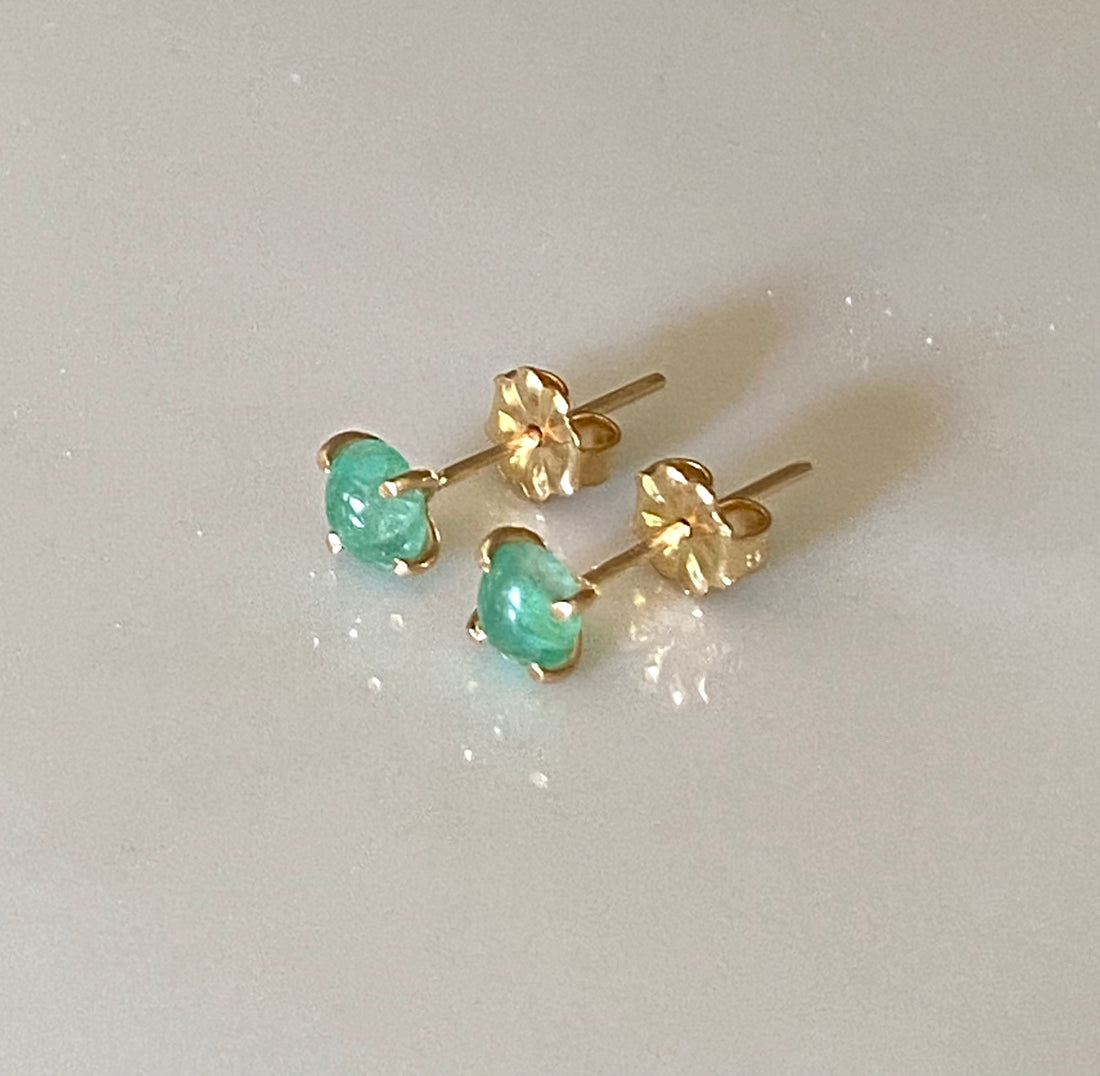 Emerald Stud Earrings, May Birthstone Earrings, Bridesmaid Earrings