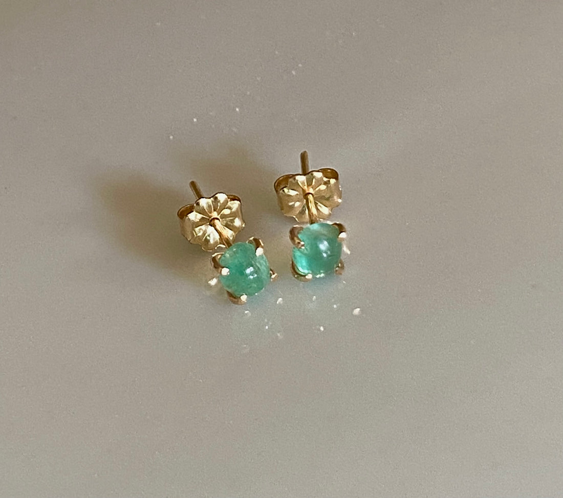 Emerald Stud Earrings, May Birthstone Earrings, Bridesmaid Earrings