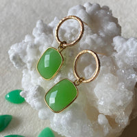 Chrysoprase Hoop Stud Earrings