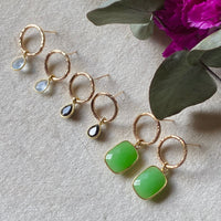Chrysoprase Hoop Stud Earrings
