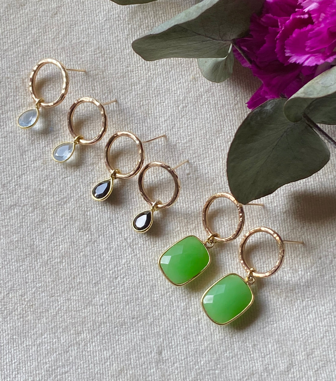 Sky Blue Topaz Hoop Stud Earrings, November Birthstone Earrings